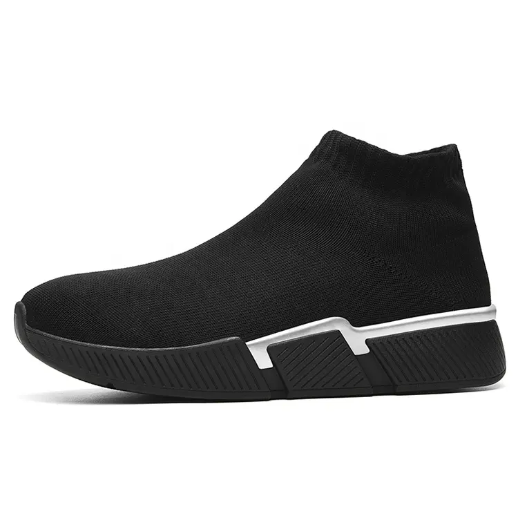 High Quality OEM Knit Custom Men Casual Black Sports Fashion Sock Sneakers Mens Short Boots Wholesale China