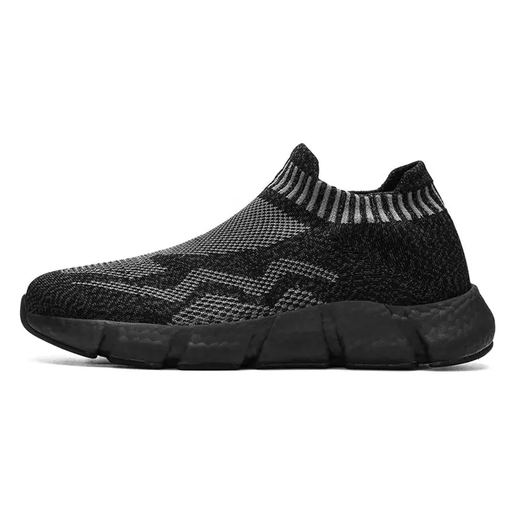 China New Fashion Style Sneakers Knitted Fabric Lightweight Running Walking Casual Shoes